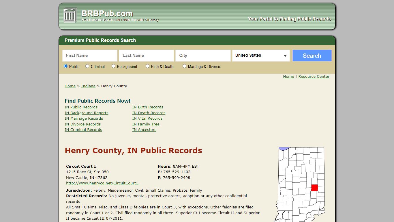 Henry County Public Records | Search Indiana Government ...