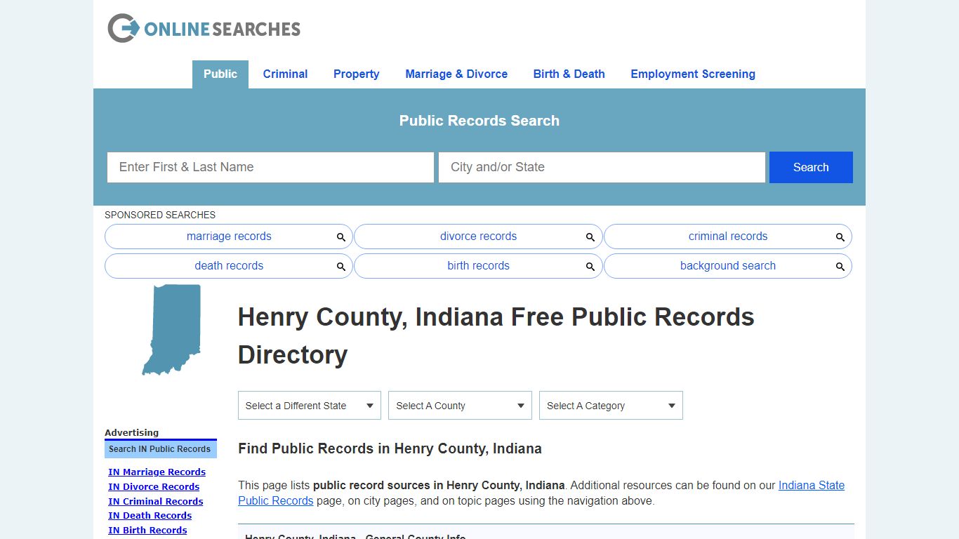 Henry County, Indiana Public Records Directory